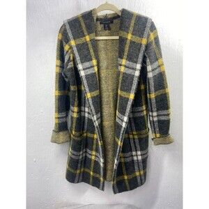 TAHARI WOMENS SMALL OVERSIDE HOODED OPEN FRONT KNIT JACKET